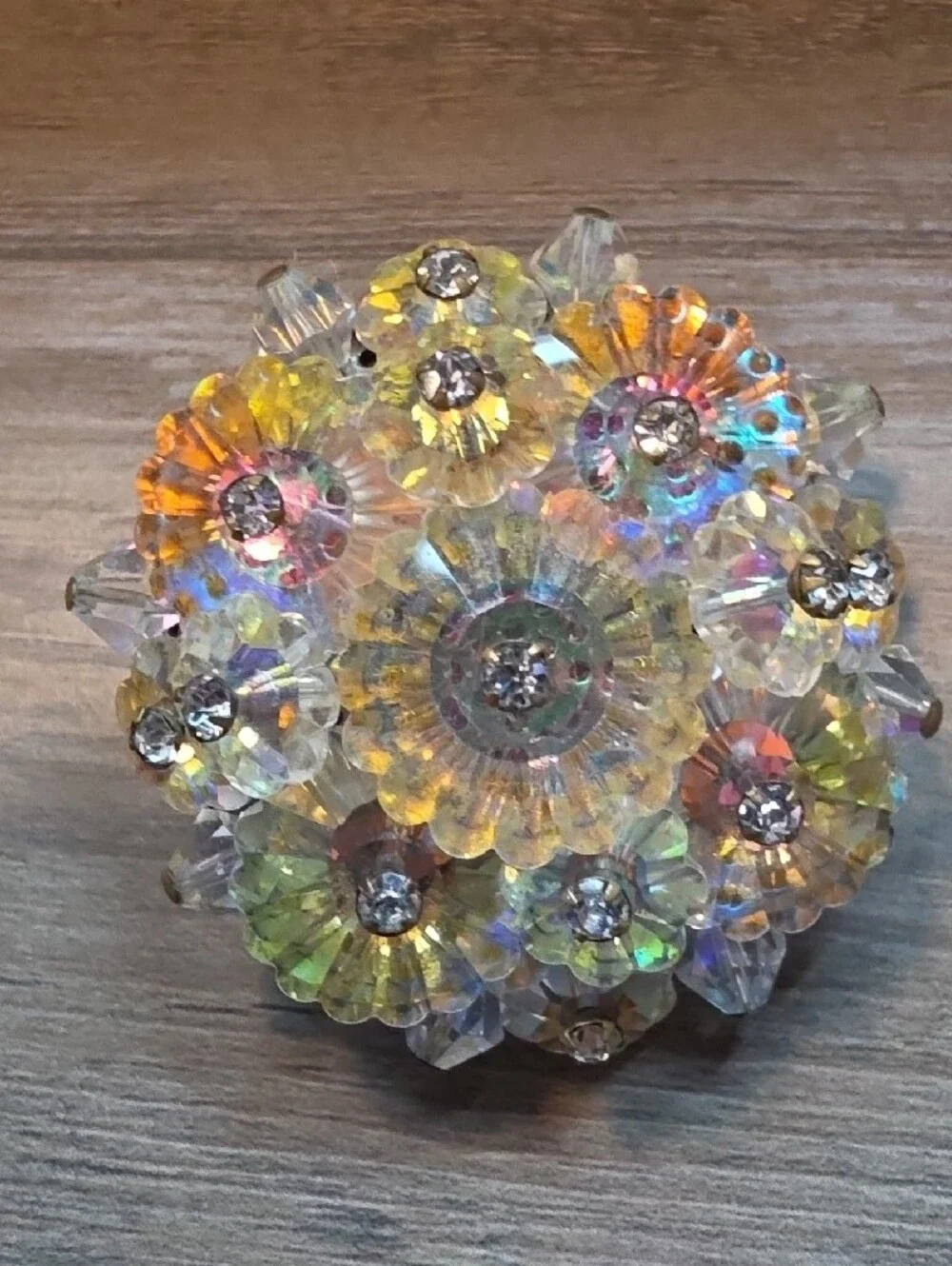 Crystal Flower Decorative Accent - Iridescent Brooch